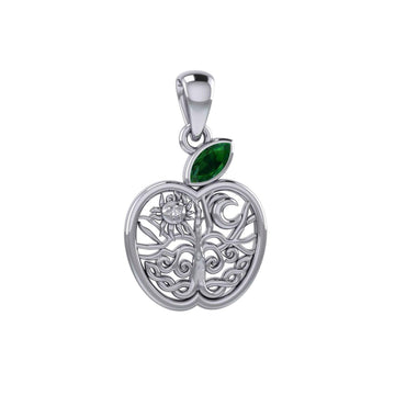 Celtic Spiritual Fruit Apple with Tree of Life Silver Pendant with Gemstone TPD5986 - Jewelry